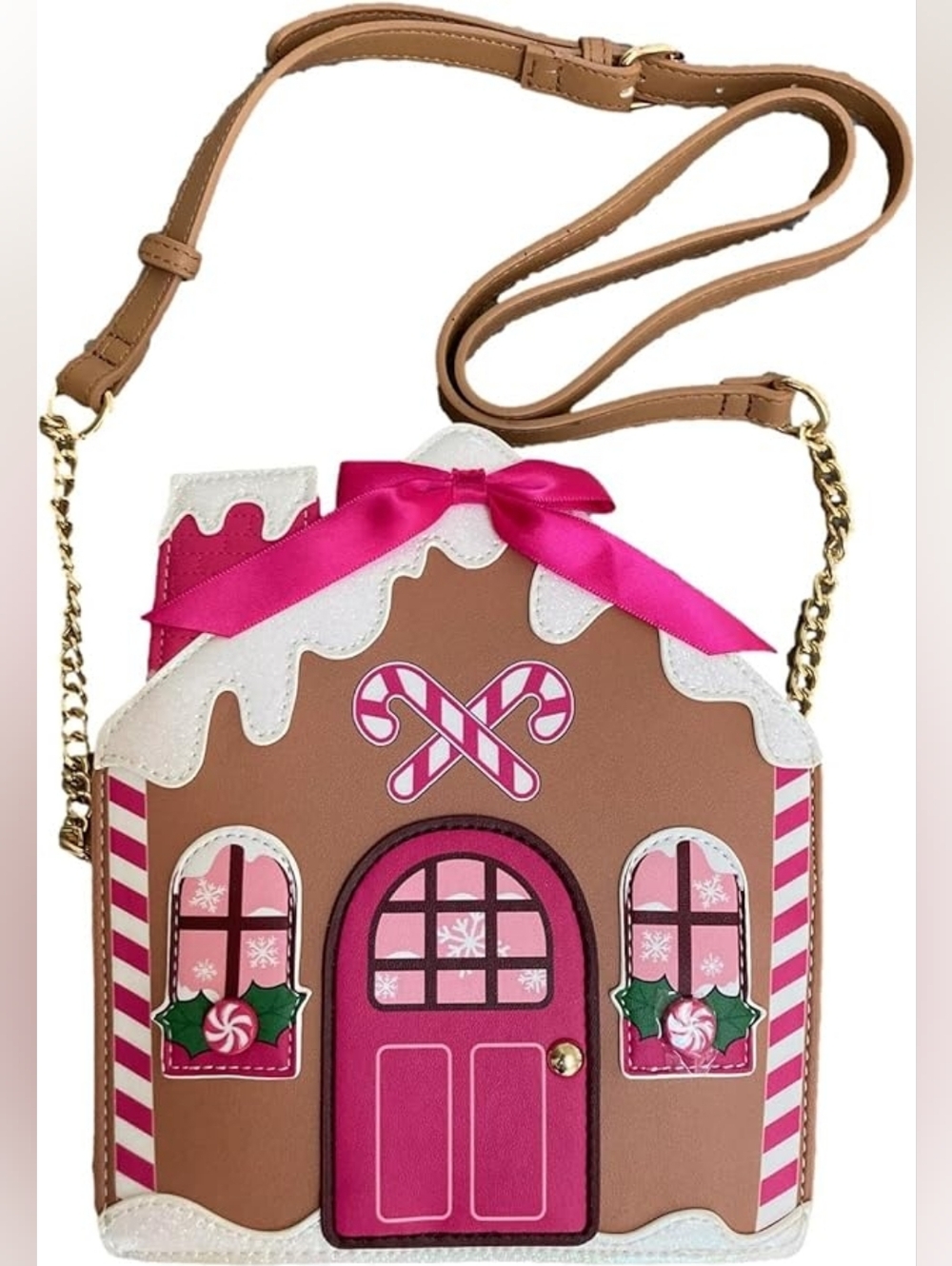 Betsey Johnson Gingerbread House Crossbody Bag - Pink & Brown - Picture 5 of 8